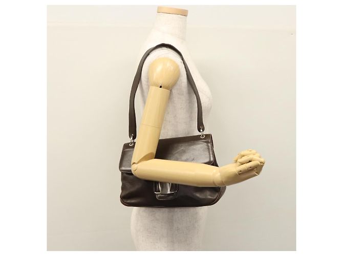 Salvatore Ferragamo Shoulder Bag Leather Brown Silver Auth bs23091 Silvery - view 21