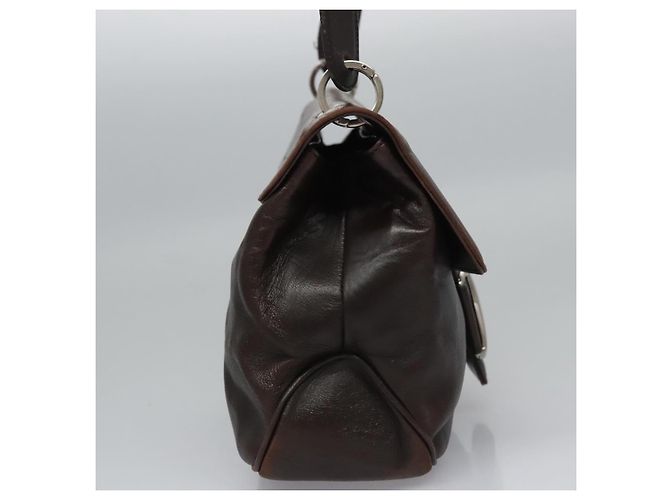 Salvatore Ferragamo Shoulder Bag Leather Brown Silver Auth bs23091 Silvery - view 4