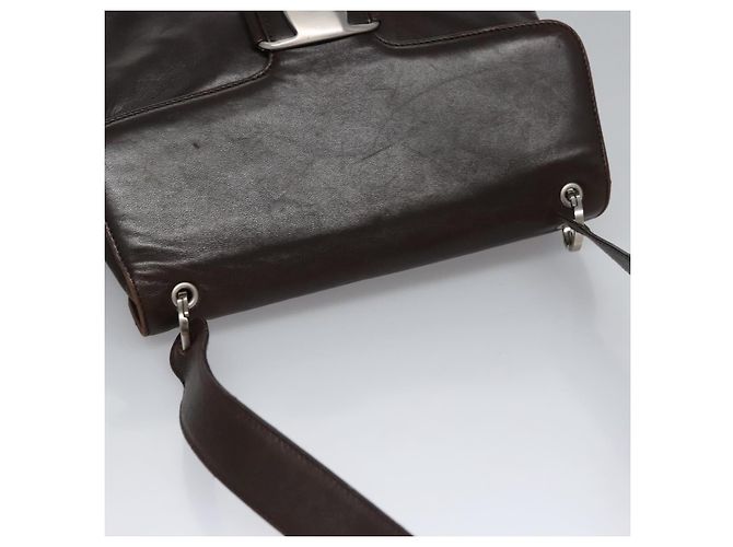 Salvatore Ferragamo Shoulder Bag Leather Brown Silver Auth bs23091 Silvery - view 6