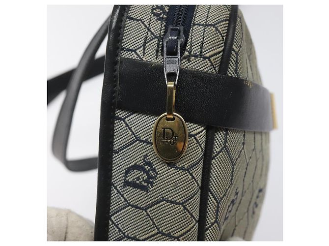 Borsa a spalla in tela a nido d'ape Christian Dior oro navy Auth EC396 D'oro Blu navy - vista 10
