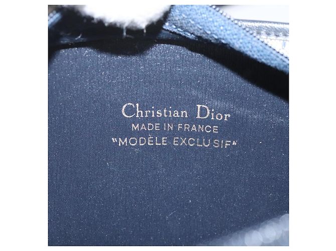 Borsa a spalla in tela a nido d'ape Christian Dior oro navy Auth EC396 D'oro Blu navy - vista 11