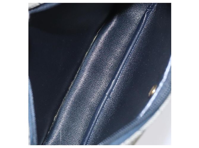 Borsa a spalla in tela a nido d'ape Christian Dior oro navy Auth EC396 D'oro Blu navy - vista 12