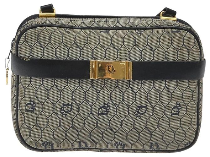 Borsa a spalla in tela a nido d'ape Christian Dior oro navy Auth EC396 D'oro Blu navy - vista 13