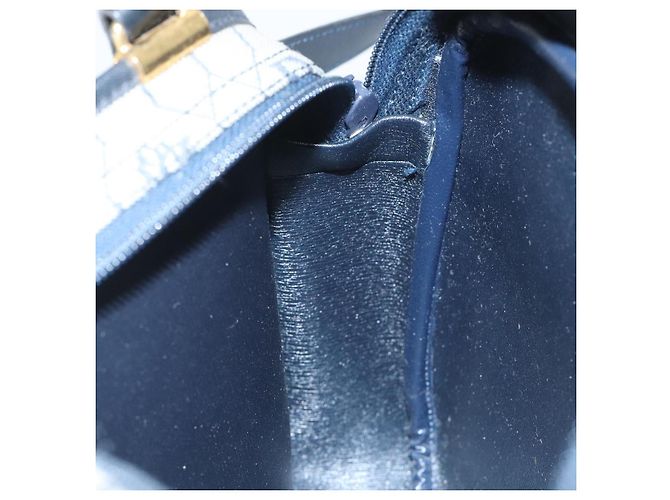 Borsa a spalla in tela a nido d'ape Christian Dior oro navy Auth EC396 D'oro Blu navy - vista 18
