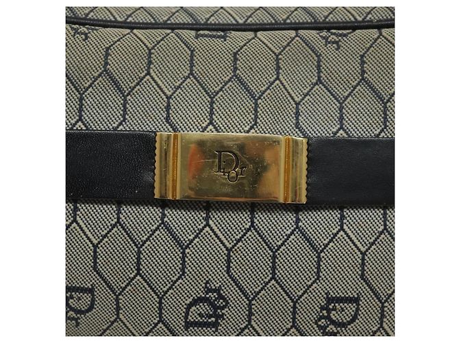 Borsa a spalla in tela a nido d'ape Christian Dior oro navy Auth EC396 D'oro Blu navy - vista 9