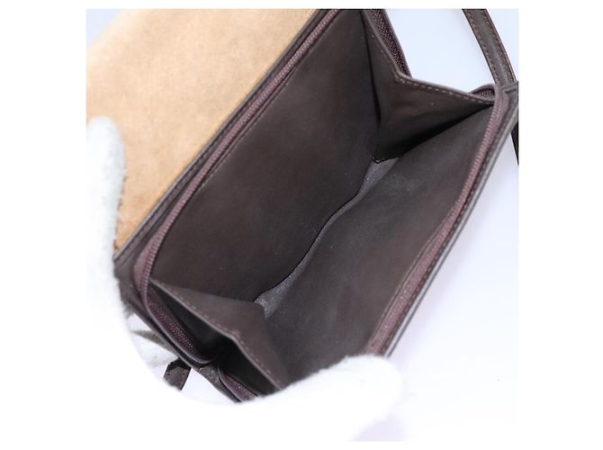LOEWE Anagram Borsa a Spalla in Pelle Suede Beige Marrone Oro Auth bs23167 D'oro - vista 11