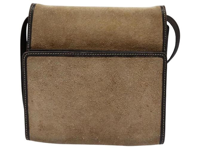 LOEWE Anagram Borsa a Spalla in Pelle Suede Beige Marrone Oro Auth bs23167 D'oro - vista 2