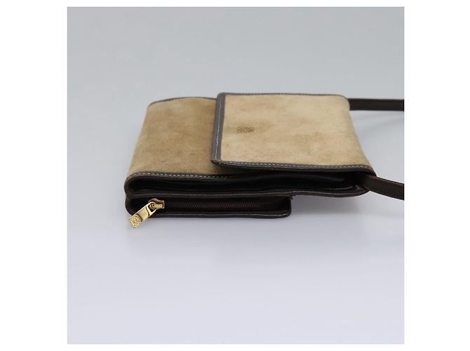 LOEWE Anagram Borsa a Spalla in Pelle Suede Beige Marrone Oro Auth bs23167 D'oro - vista 4
