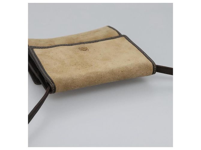 LOEWE Anagram Borsa a Spalla in Pelle Suede Beige Marrone Oro Auth bs23167 D'oro - vista 6