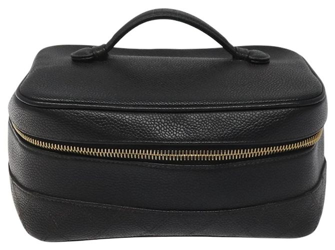 CHANEL Bicolore Vanity Hand Bag Caviar Skin Black CC Auth yb789 - view 13