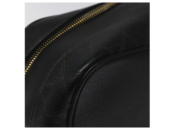 CHANEL Bicolore Vanity Hand Bag Caviar Skin Black CC Auth yb789 - view 15