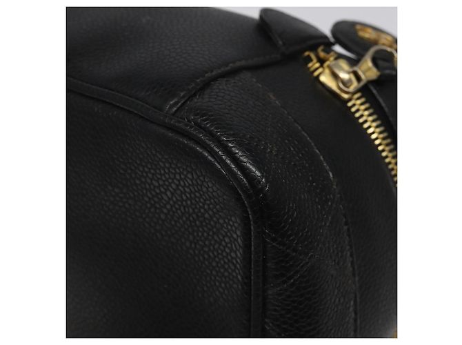 CHANEL Bicolore Vanity Hand Bag Caviar Skin Black CC Auth yb789 - view 16