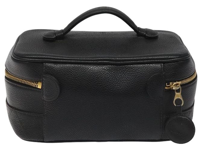 CHANEL Bicolore Vanity Hand Bag Caviar Skin Black CC Auth yb789 - view 2