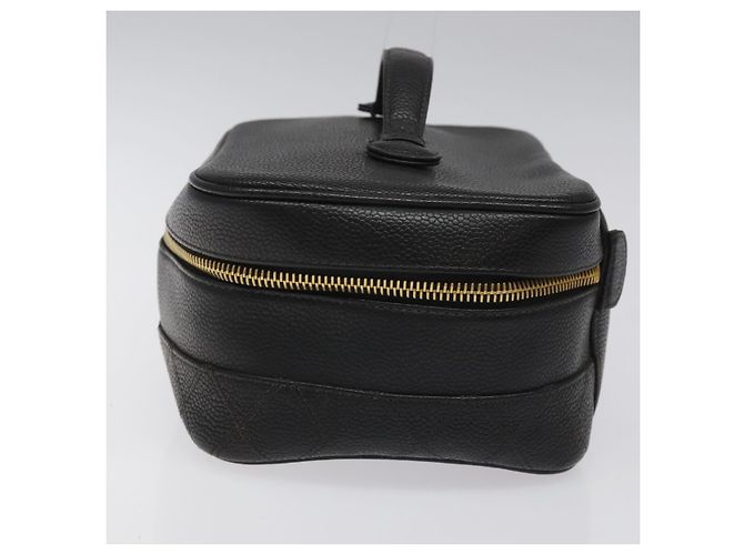 CHANEL Bicolore Vanity Hand Bag Caviar Skin Black CC Auth yb789 - view 3