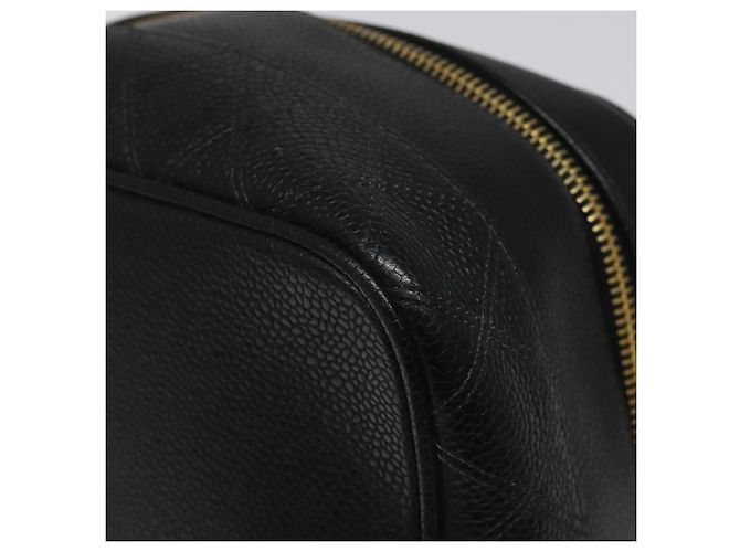 CHANEL Bicolore Vanity Hand Bag Caviar Skin Black CC Auth yb789 - view 8