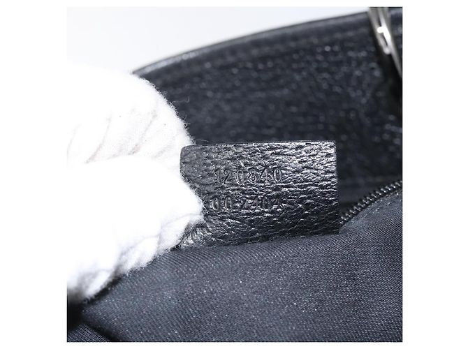 Borsa tote in tela GG Gucci Nera Argento 120840 Auth nb060 Nero - vista 12