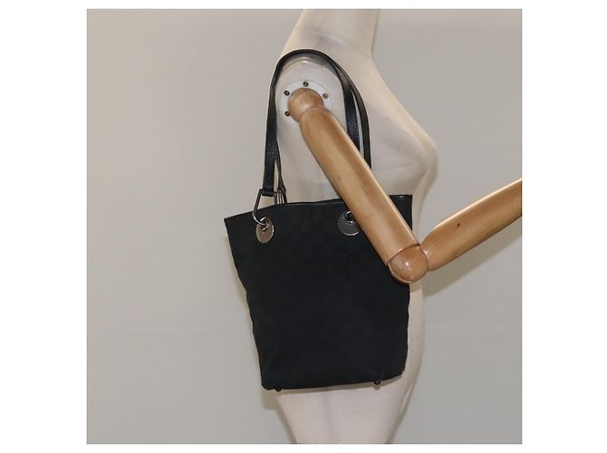 Borsa tote in tela GG Gucci Nera Argento 120840 Auth nb060 Nero - vista 21