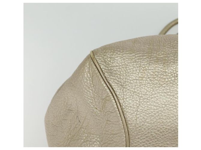 Borsa Tote Gancini in pelle argento oro Auth JB034 di Salvatore Ferragamo - vista 14