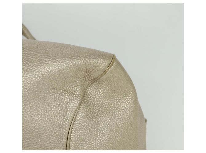Borsa Tote Gancini in pelle argento oro Auth JB034 di Salvatore Ferragamo - vista 15