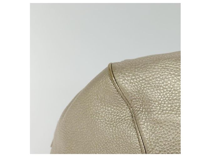 Borsa Tote Gancini in pelle argento oro Auth JB034 di Salvatore Ferragamo - vista 16