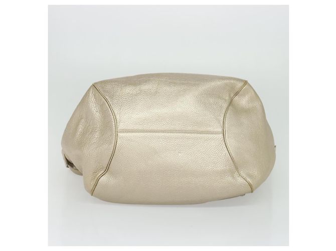 Borsa Tote Gancini in pelle argento oro Auth JB034 di Salvatore Ferragamo - vista 5
