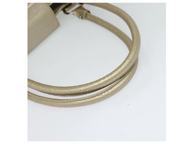 Borsa Tote Gancini in pelle argento oro Auth JB034 di Salvatore Ferragamo - vista 7