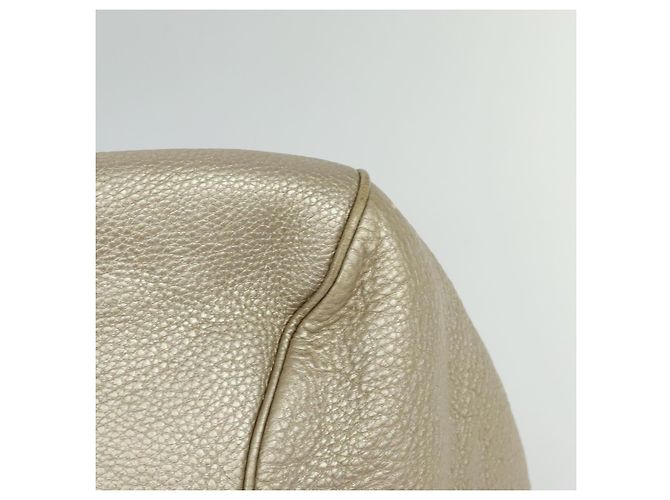 Borsa Tote Gancini in pelle argento oro Auth JB034 di Salvatore Ferragamo - vista 9