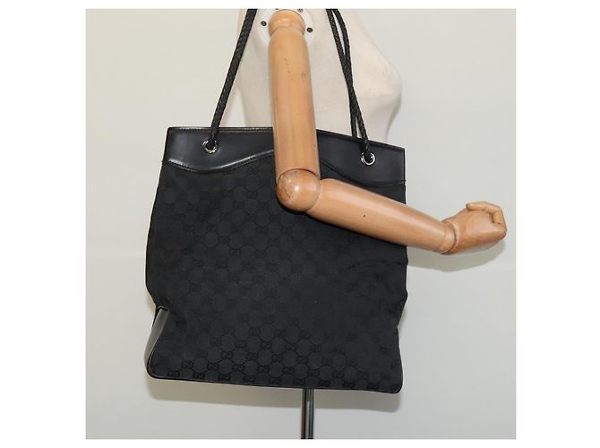 Bolsa tote em canvas GG Gucci preta 109141 Auth nb078 Preto - vista 24