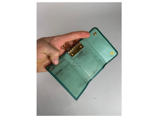 Vintage Miu Miu Leather Key Holder Green - view 7