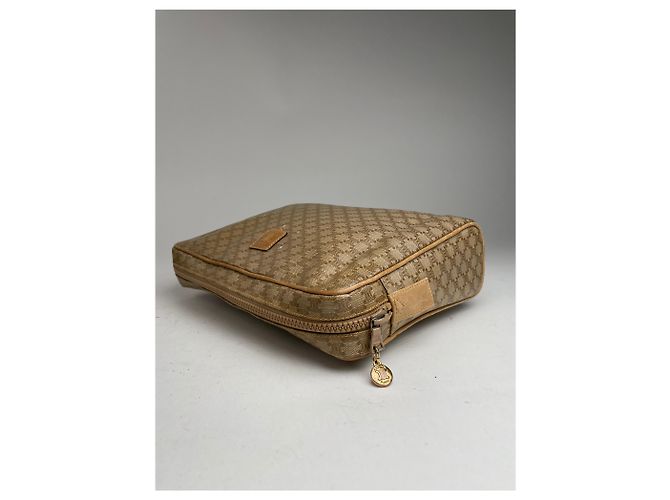 Céline Clutch in pelle monogramma Triomphe vintage di Celine Beige - vista 5