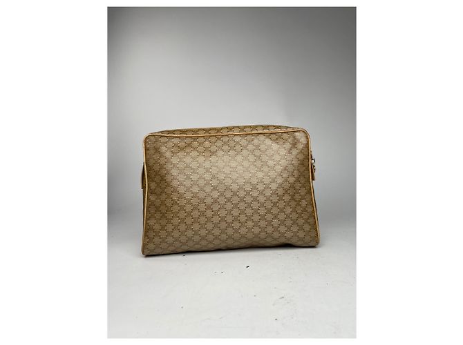 Céline Clutch in pelle monogramma Triomphe vintage di Celine Beige - vista 7