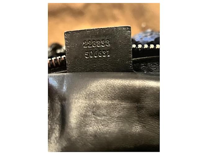 Borsa Galaxy Grande in Python Blu e Pelle Nera Gucci Nero Blu scuro - vista 15