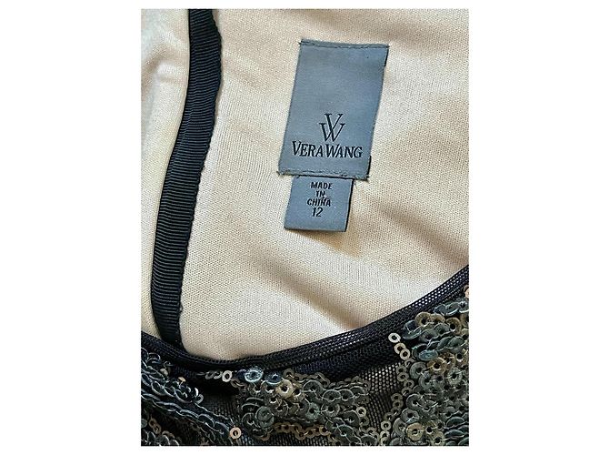 Vera Wang Tüllkleid mit Pailletten bedeckt Schwarz Metallisch - Ansicht 4