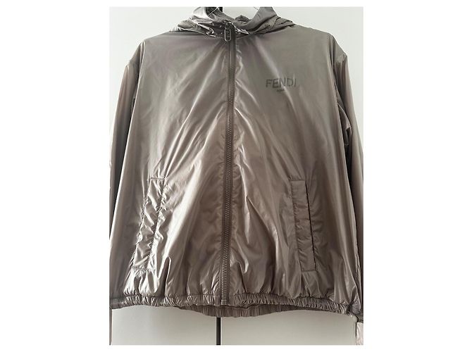 Fendi Windbreaker Logo Polyamid Beige Anthrazitgrau Bronze - Ansicht 2