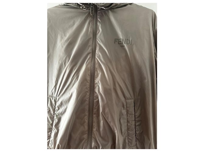 Fendi Windbreaker Logo Polyamid Beige Anthrazitgrau Bronze - Ansicht 3