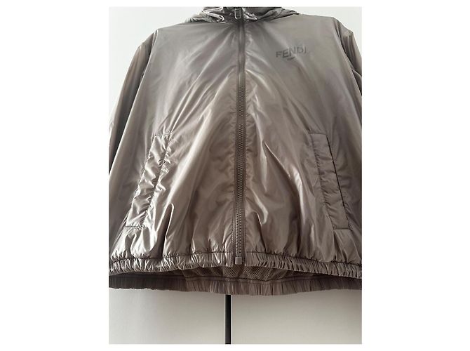 Fendi Windbreaker Logo Polyamid Beige Anthrazitgrau Bronze - Ansicht 4