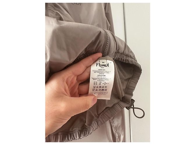 Fendi Windbreaker Logo Polyamid Beige Anthrazitgrau Bronze - Ansicht 6
