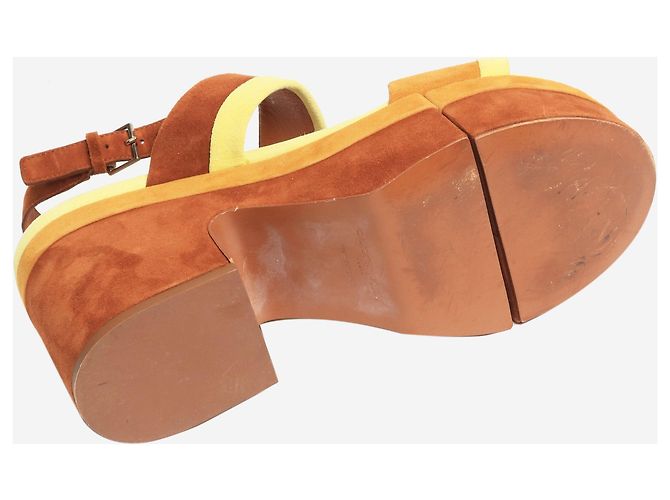 Robert Clergerie Sandales à talons compensés en daim marron - taille EU 40 - vue 6