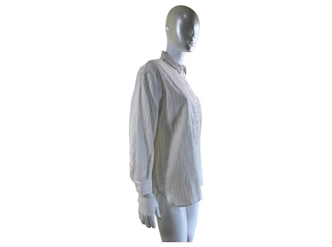 Camicia a righe Twin Set in misto lino bianca Bianco - vista 3