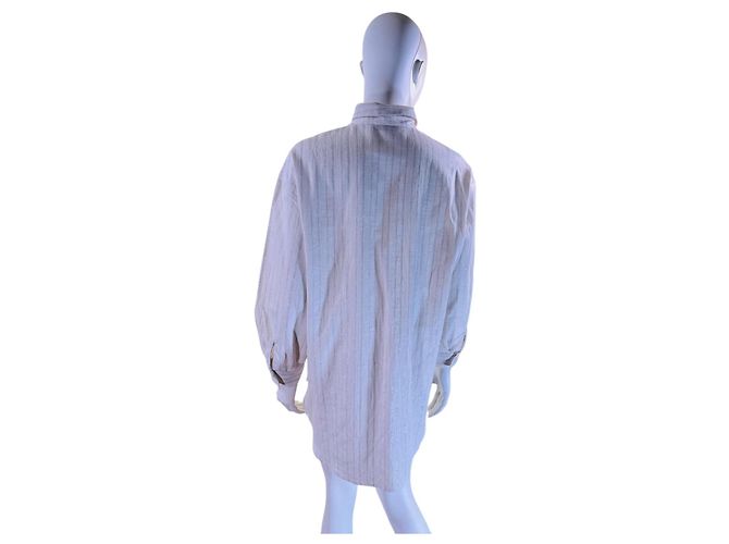 Camicia a righe Twin Set in misto lino bianca Bianco - vista 4