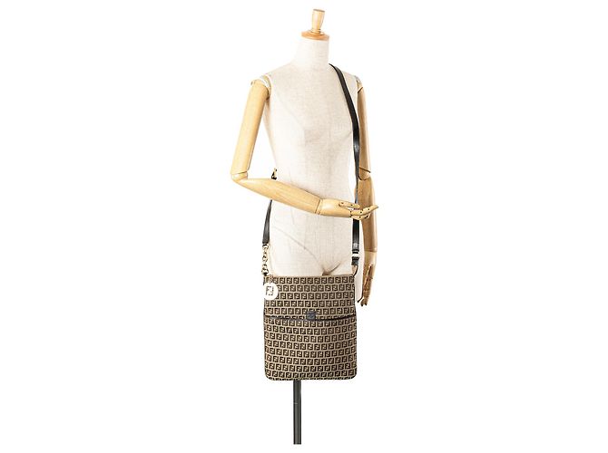 Fendi Beige Zucchino Canvas Crossbody - vista 13