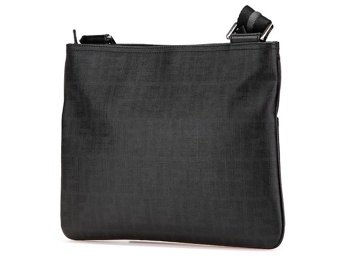 Sac à bandoulière en toile enduite Zucca noire Fendi - vue 2