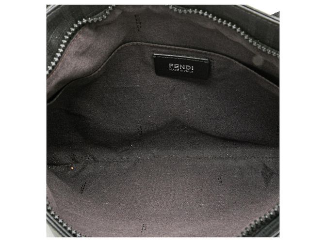 Sac à bandoulière en toile enduite Zucca noire Fendi - vue 4