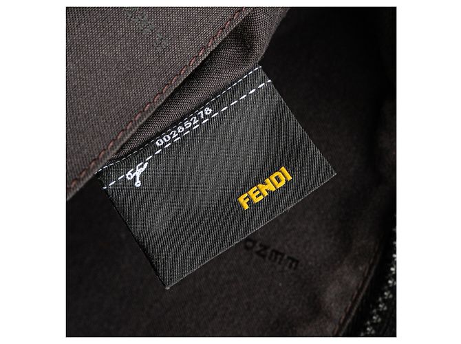 Sac à bandoulière en toile enduite Zucca noire Fendi - vue 6