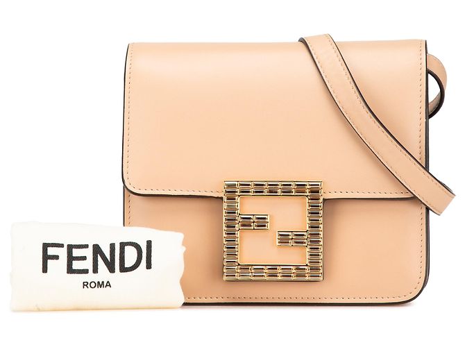 Fendi Beige in Pelle Crystal Fab Crossbody - vista 9