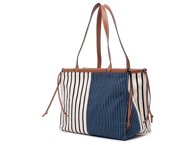 LOEWE Rot Paulas Ibiza Große Canvas Streifen Tasche - Ansicht 2