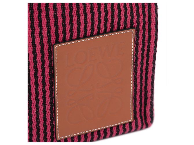 LOEWE Rot Paulas Ibiza Große Canvas Streifen Tasche - Ansicht 8