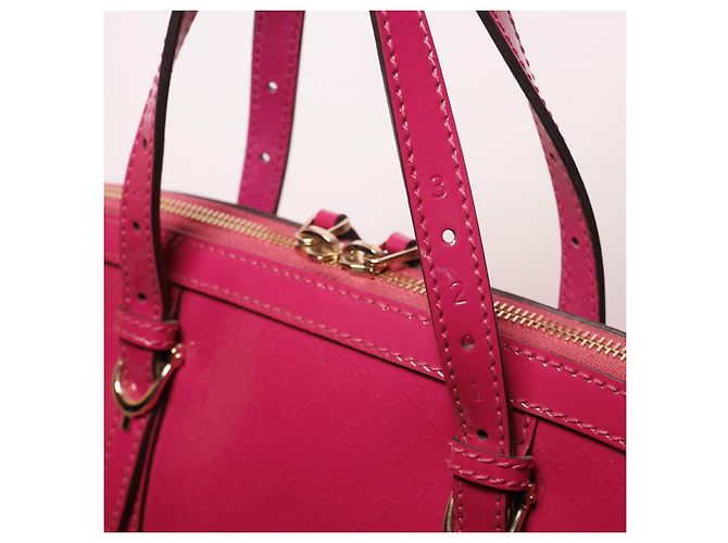 Borsa a mano Gucci in pelle verniciata rosa - vista 14