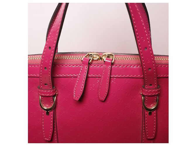 Borsa a mano Gucci in pelle verniciata rosa - vista 3