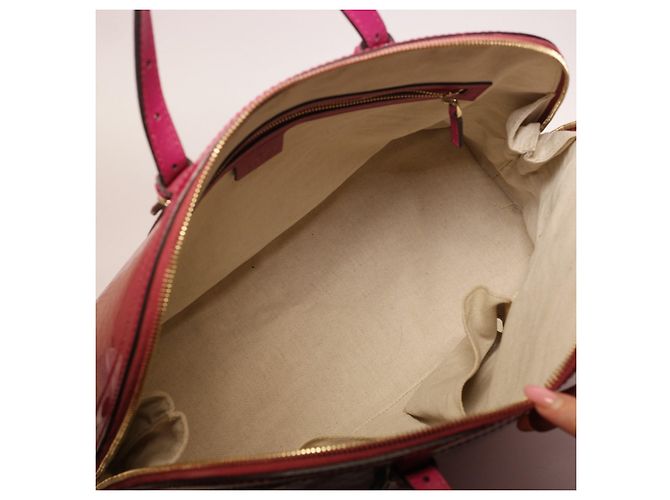Borsa a mano Gucci in pelle verniciata rosa - vista 4